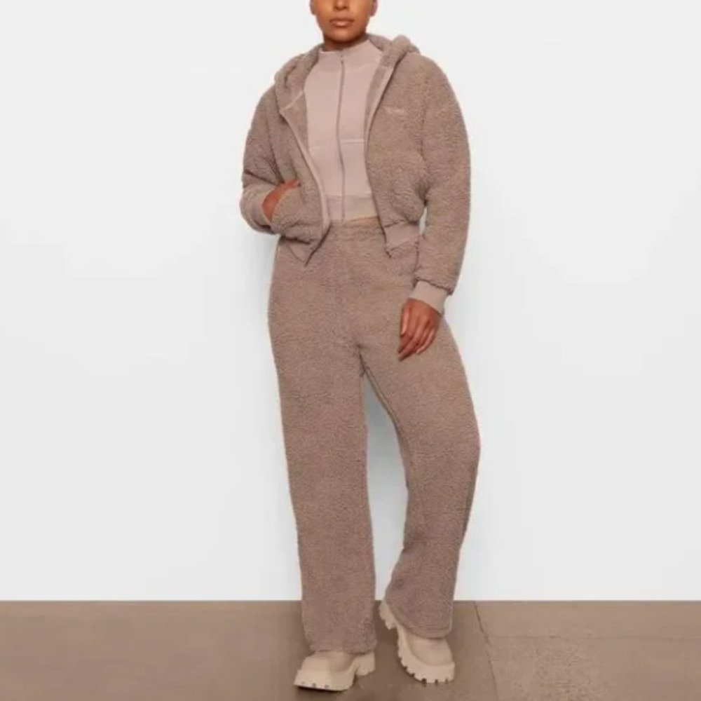 Skims Desert High Rise Straight Leg Teddy Track Pants sz XL